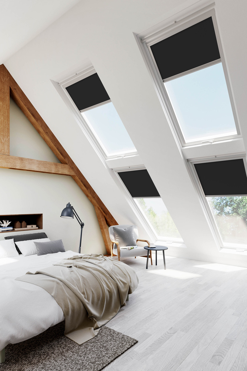 dakraam rolgordijn zwart